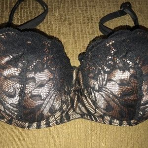 Victoria's Secret 36C Bra Black & Gold Sexy! EUC!